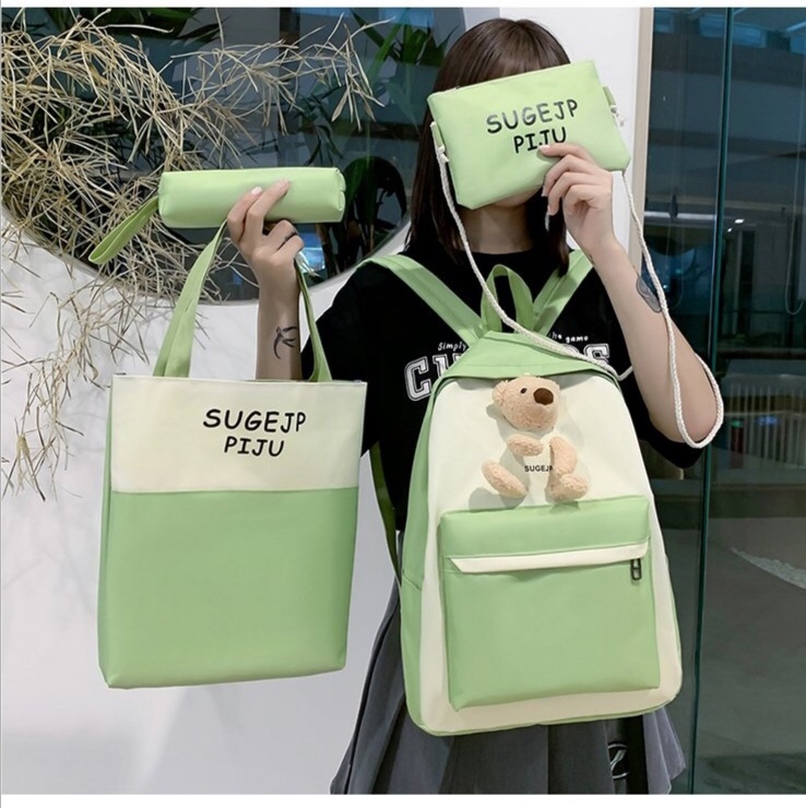 ins Korean version casual student backpack set of four pieces Item Picture