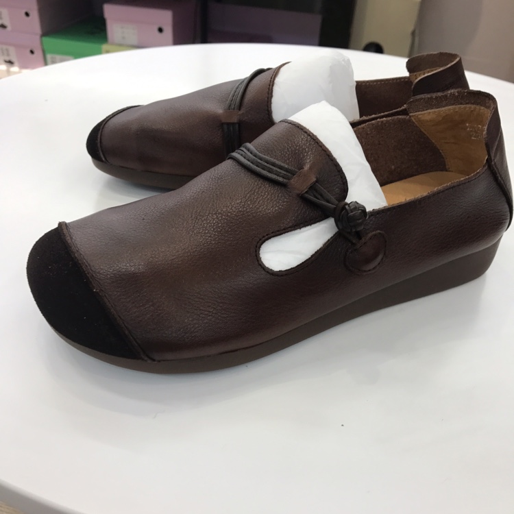 Leather shoes with leather soft soles for leisure and comfortable calf muscle soles with deep mouth restoring ancient ways thumbnail