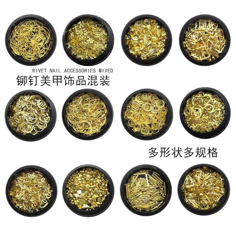 Nail metal jewelry gold rivet Japanese hot style semicircular arc C bar butterfly mixed nail decoration box thumbnail