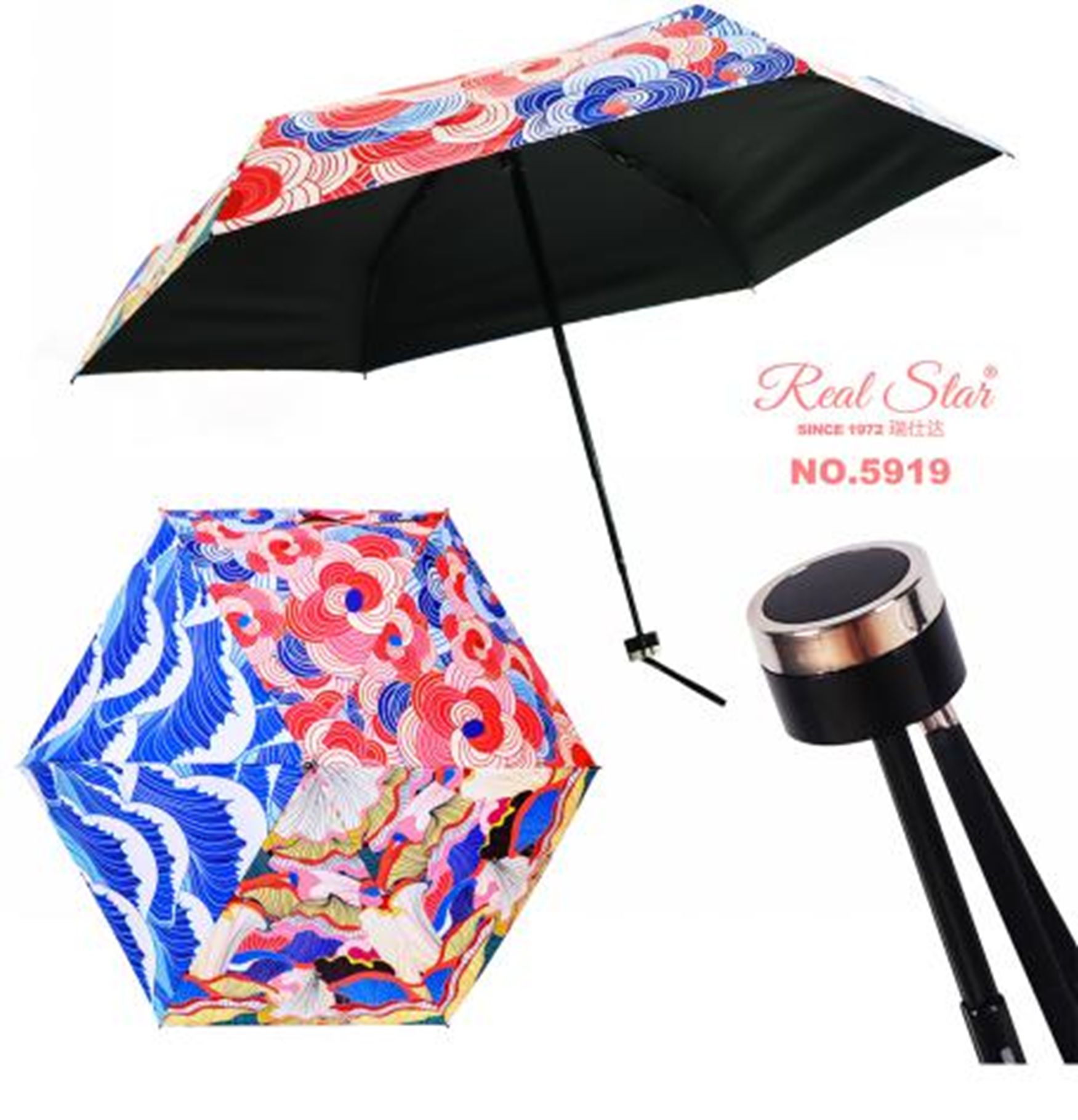 Yiwu Selection art oil painting black glue zero light fashion 50% off pocket umbrella /10559