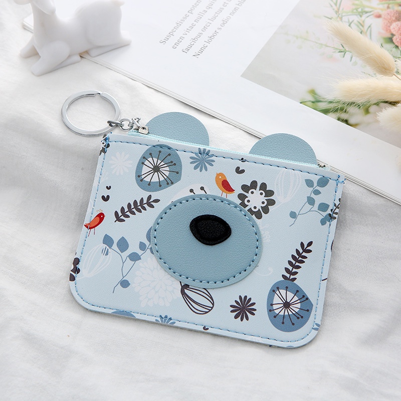 淘宝热销小碎花零钱包 创意卡通小兔小熊印花钱包 女士短款卡包白底实物图