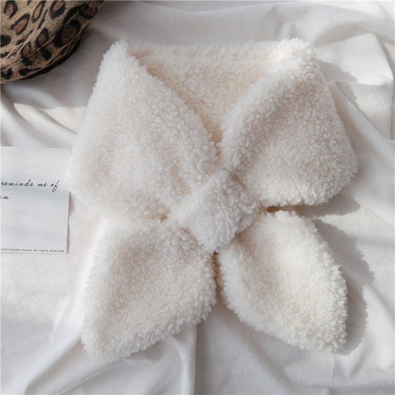 Bib Female Autumn And Winter Korean Version Of All Imitation Lamb Wool Scarf Double-Sided Plush Bib Fur Collar Thickened Winter Neck Set Tide undefined