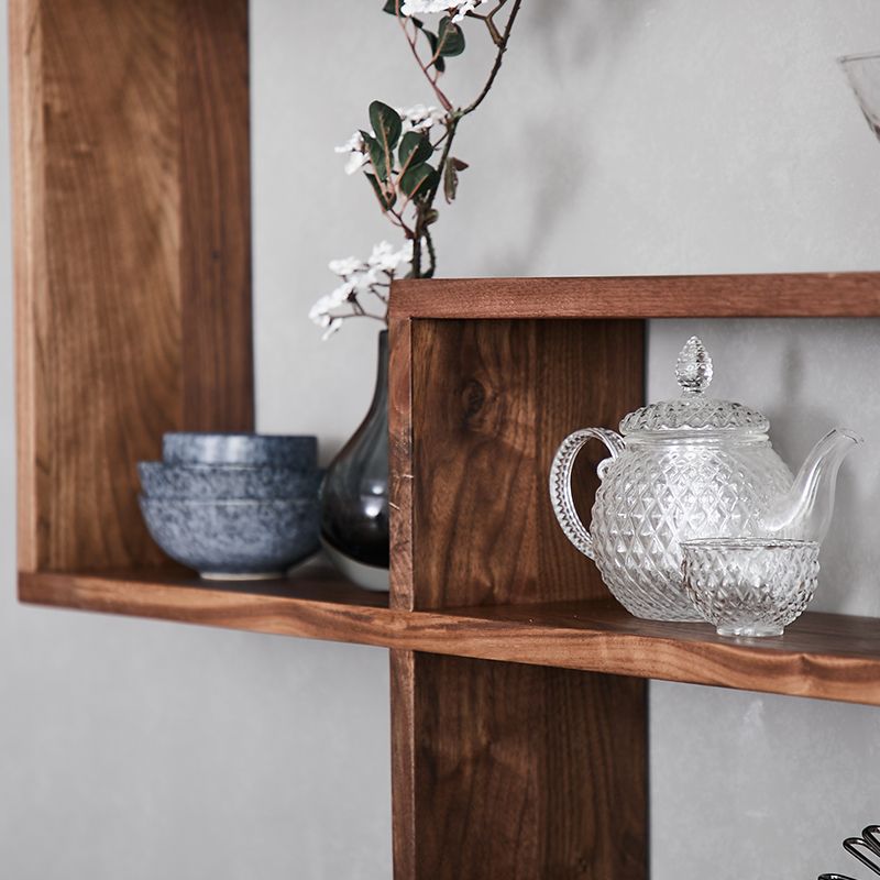 创意黑胡桃实木装饰架隔板置物架餐厅墙壁置物挂墙架壁挂架详情图2