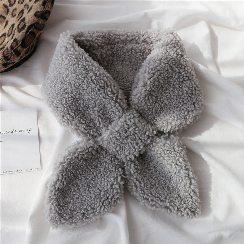 Bib Female Autumn And Winter Korean Version Of All Imitation Lamb Wool Scarf Double-Sided Plush Bib Fur Collar Thickened Winter Neck Set Tide undefined