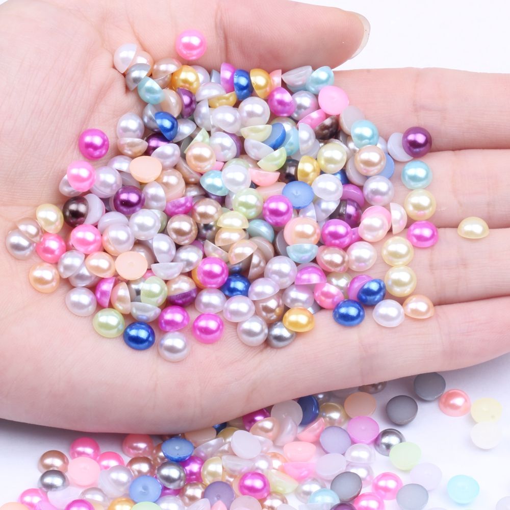 6Mm Flat Bottom Semi-Round Pearl Diy Material Imitation Abs Loose Beads Small Bag 300 Mobile Phone Shell Beauty Stickers Diamond Accessories