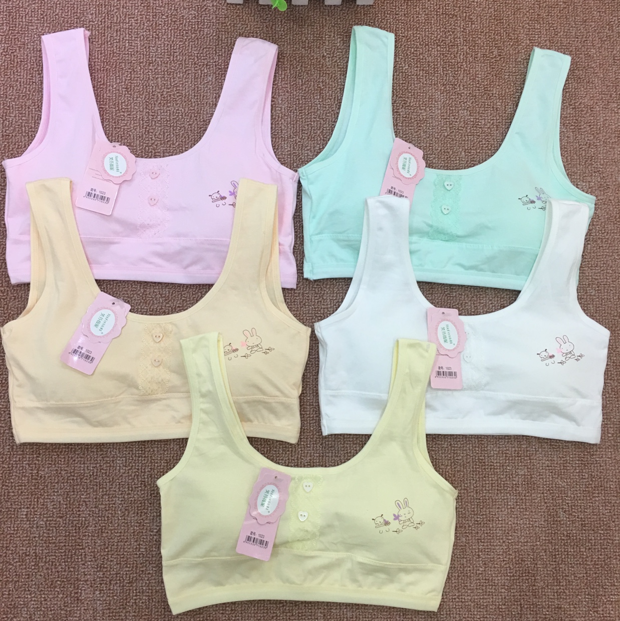 1023 Thin Cotton I-Back Breathable Growth Period Girl's Small Vest No Sponge Pad Wrap Breast Student Bra