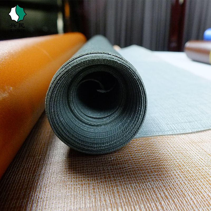 Factory stock: 23#pvc textured knitted base artificial leather for luggage, 45 threads, multiple colors available. Customized based on samples details Picture