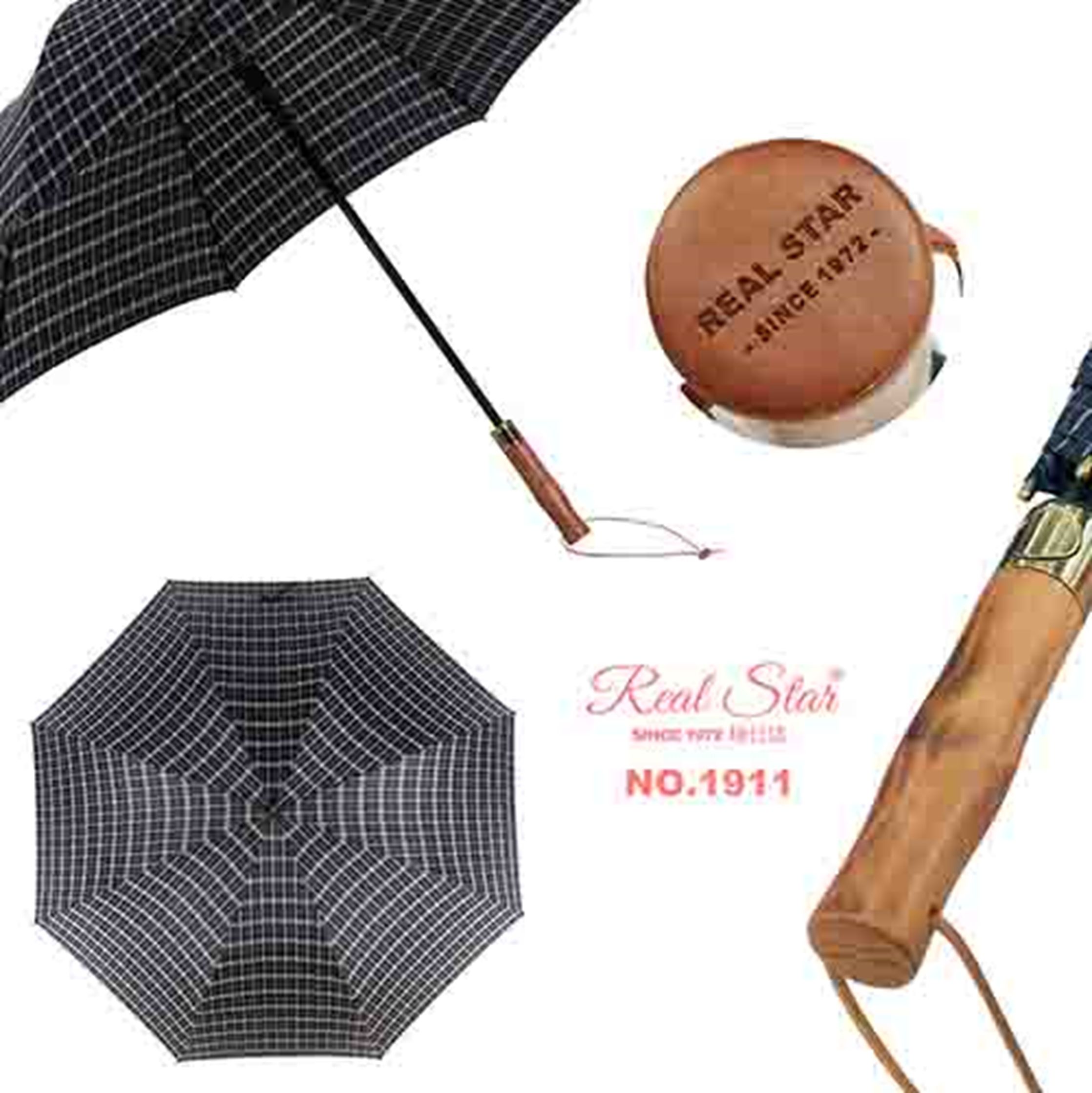 Yiwu Selection carved wooden handle classic lattice long umbrella /10559