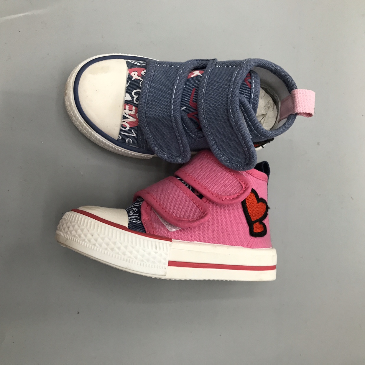 Printed denim mid-top canvas shoes