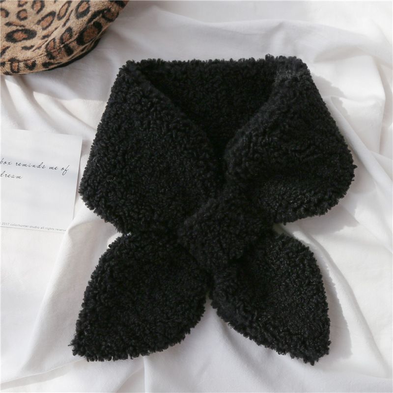 Bib Female Autumn And Winter Korean Version Of All Imitation Lamb Wool Scarf Double-Sided Plush Bib Fur Collar Thickened Winter Neck Set Tide undefined