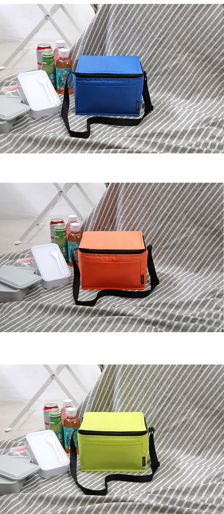 SANNE's new solid-color bento bags, hand-held meal bags, lunch bags, lunch box bags, picnic bags, waterproof and heat-insulating ice packs detail image 8