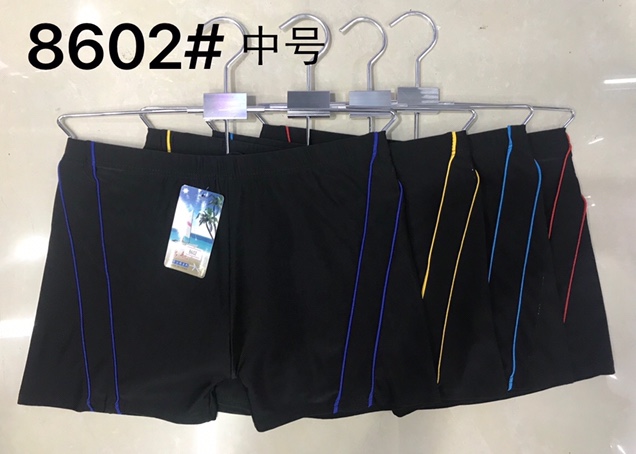 No. 8602 men's plain striped swimming trunks 120-150 kg can be worn in uniform size polyester fabric thumbnail