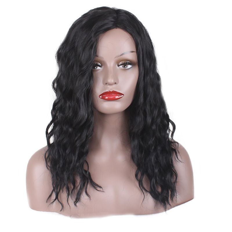 The brazillian hair, a cross-border wig for African blacks with a split bangs and long curly hair, is a bestseller made of high-temperature silk and chemical fiber detail image 1