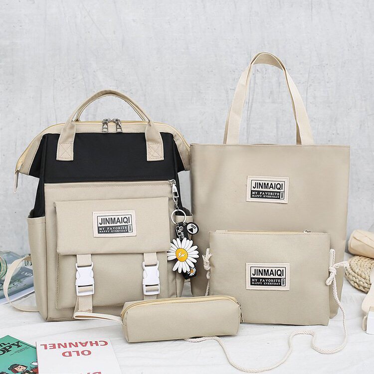 ins Korean version casual student backpack four-piece set details Picture
