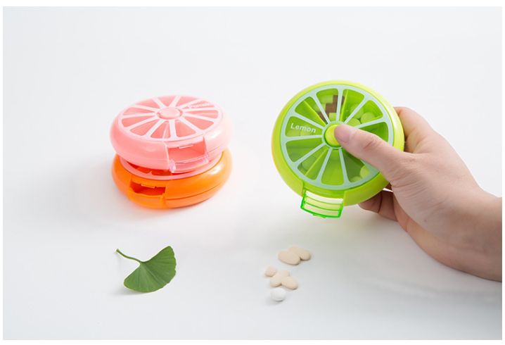 7格圆形旋转水果药盒 创意便携迷你一周果糖药丸收纳盒详情图14