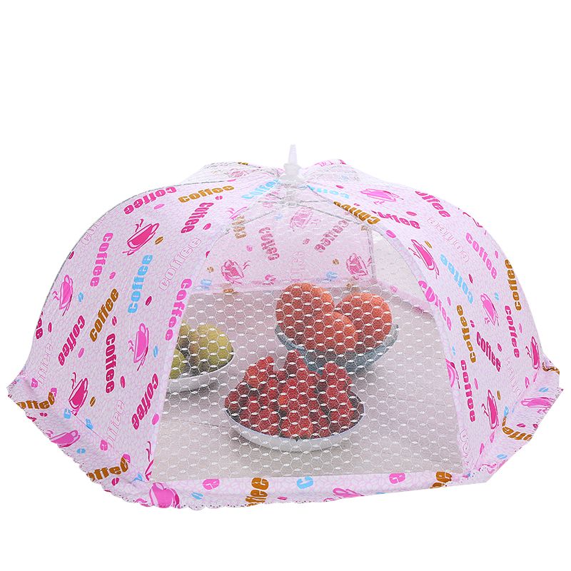 定制伞形彩色印花可折叠饭菜罩纱网布食物罩防苍蝇罩悬挂式餐桌罩产品图