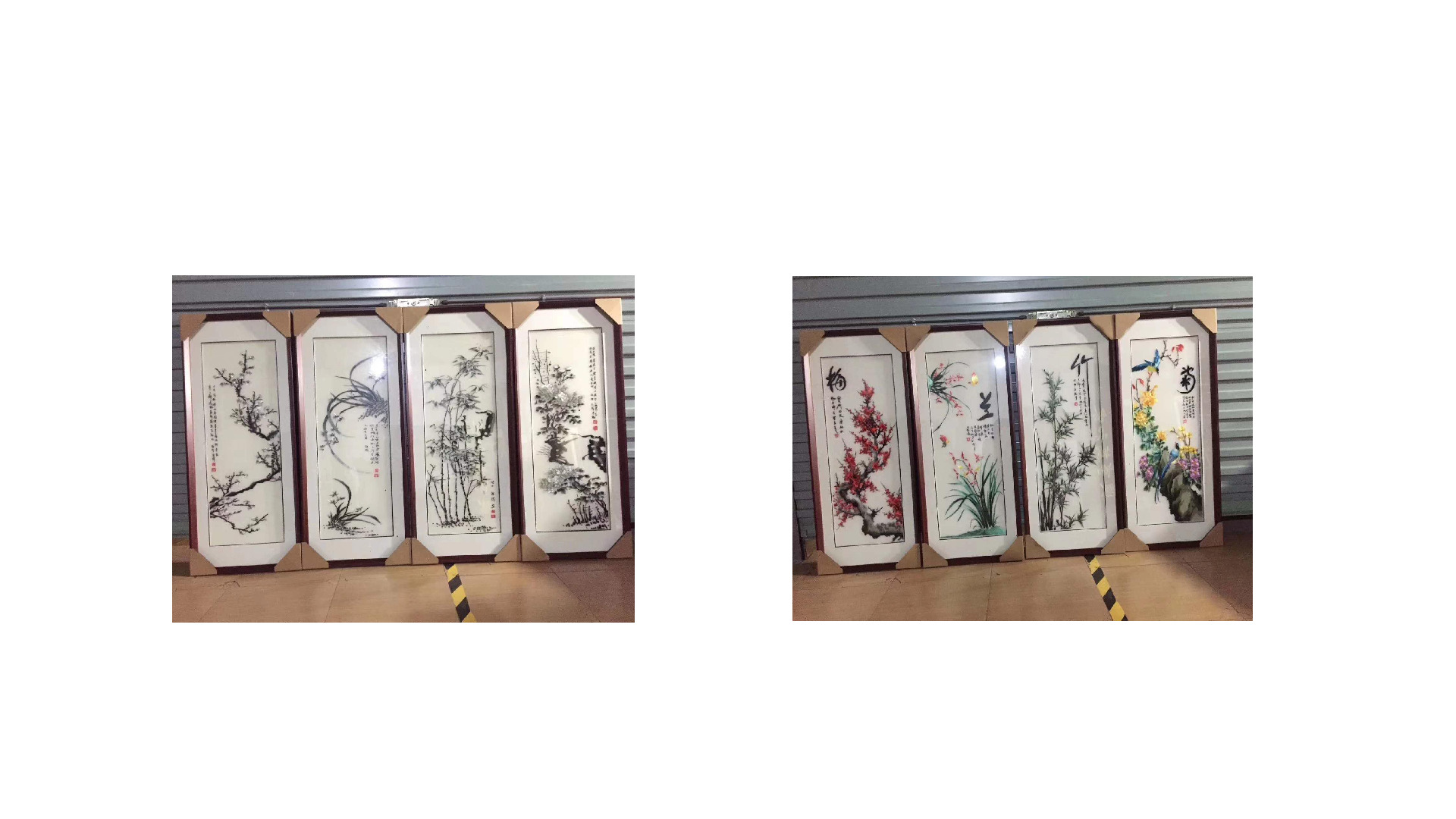 锦莱新中式刺绣装饰画梅兰竹菊客厅挂画四条屏中国风四联苏绣画详情4