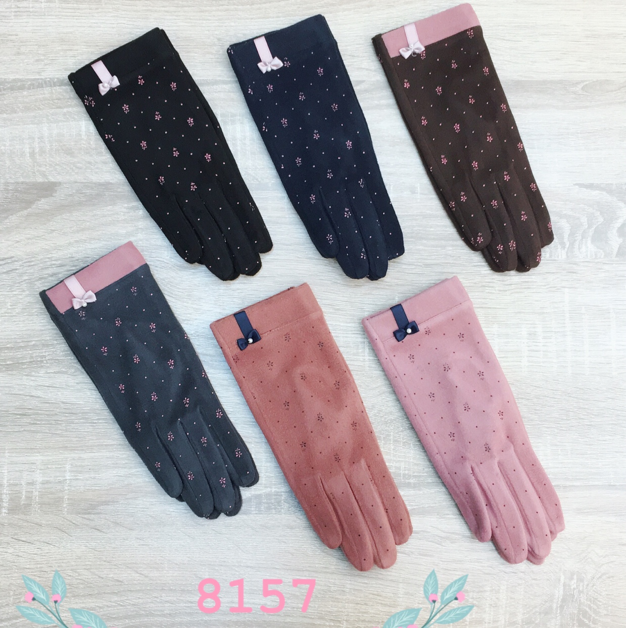 Korean version of small floral autumn/winter gloves
