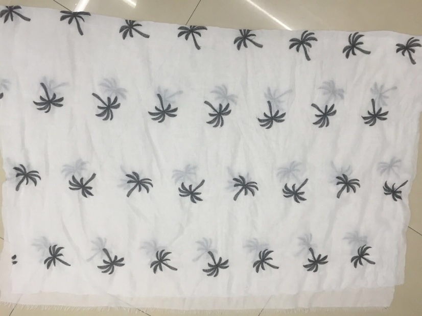 Wood A Willow Coconut Tree Foreign Trade Export Embroidered Scarf Shawl Fashion Ladies Scarf 1