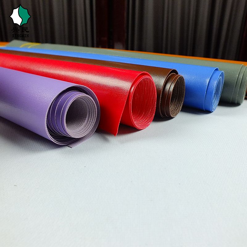 Factory stock: 23#pvc textured knitted base artificial leather for luggage, 45 threads, multiple colors available. Customized based on samples