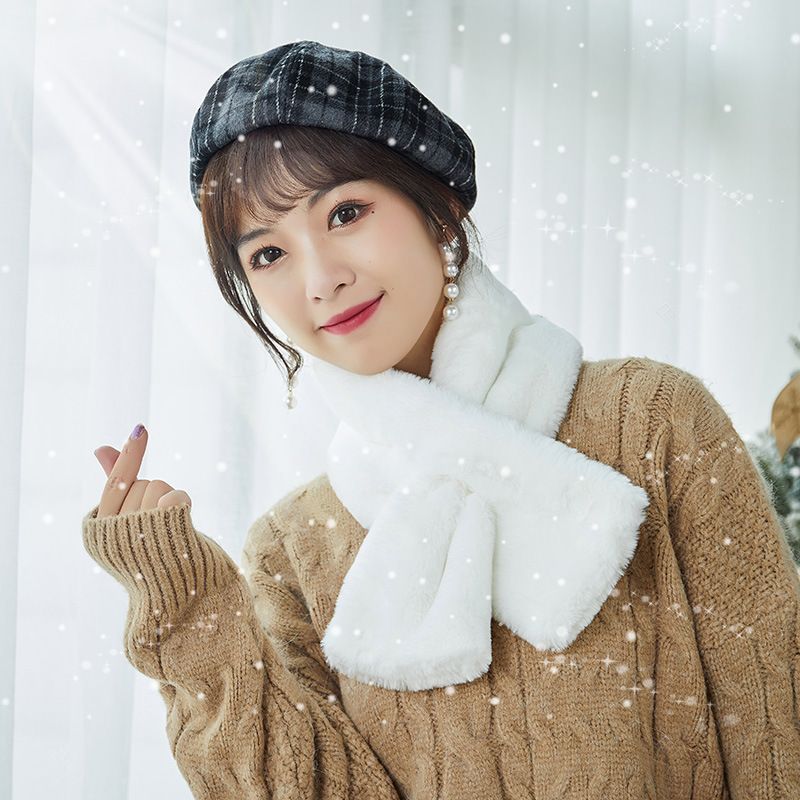 New Winter Korean Fur Scarf Imitation Rex Rabbit Hair Bib Female Autumn And Winter All Plush Neck Set Winter Hair Collar