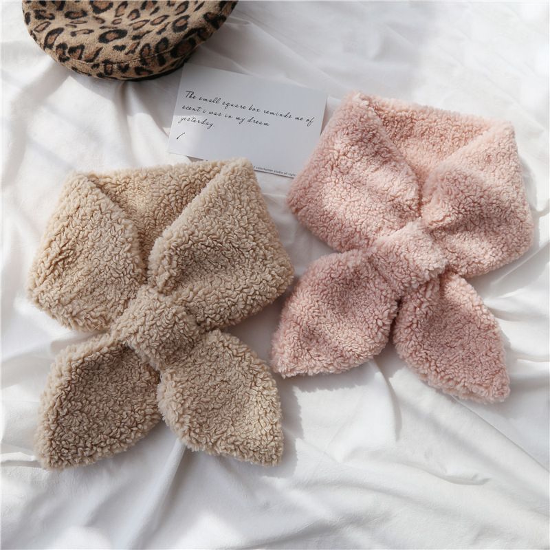 Bib Female Autumn And Winter Korean Version Of All Imitation Lamb Wool Scarf Double-Sided Plush Bib Fur Collar Thickened Winter Neck Set Tide undefined