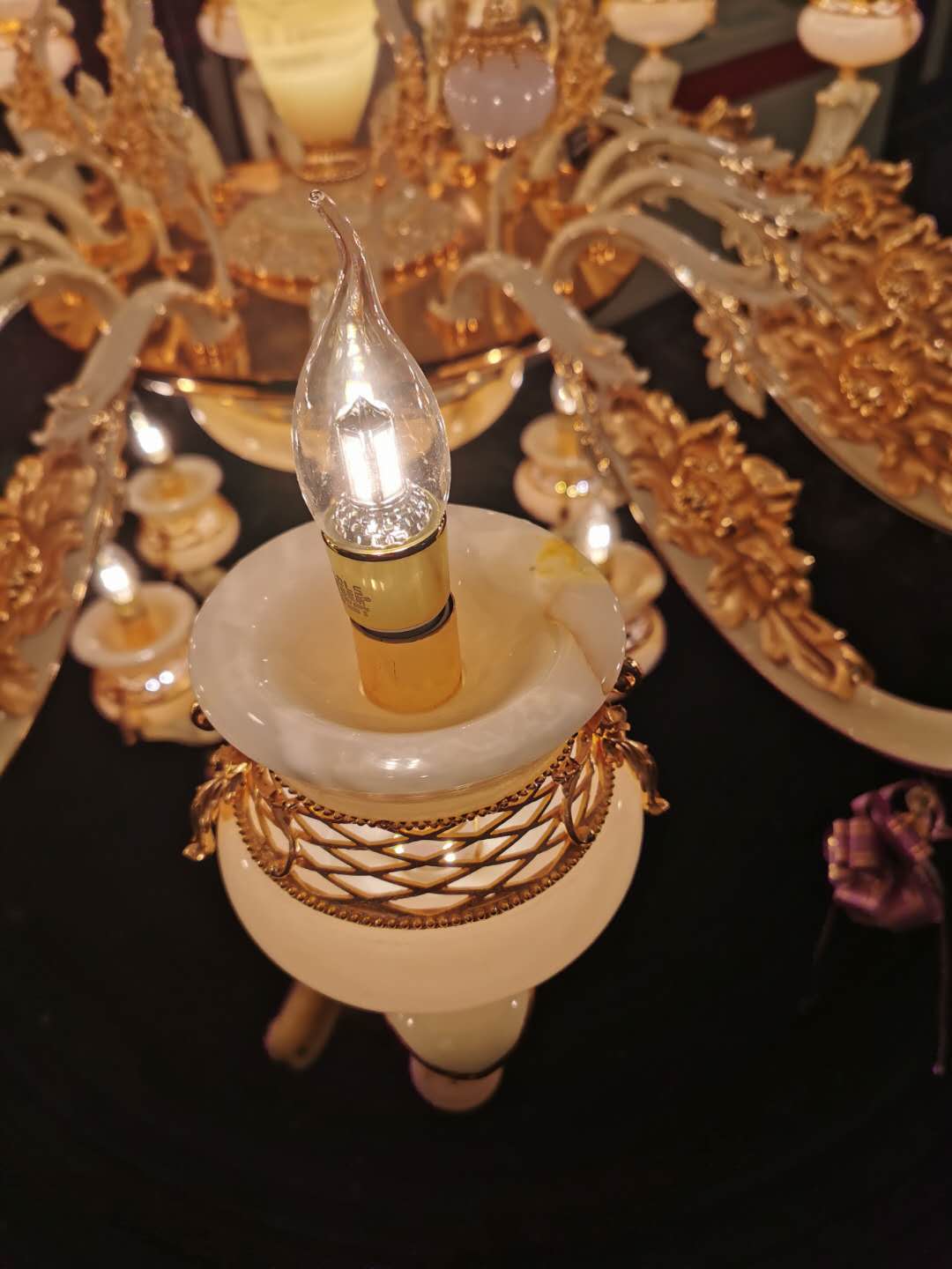 鼎居灯饰旗下欧式富贵花开粉紫玉吊灯现代简约轻奢详情图1