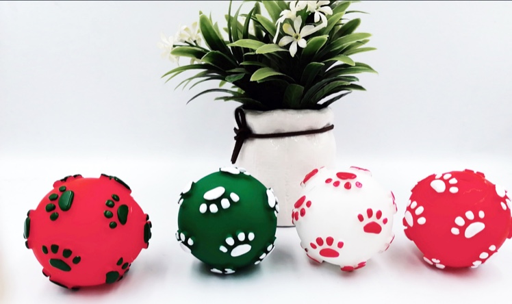 Pet dog toy ball polka dot footprint