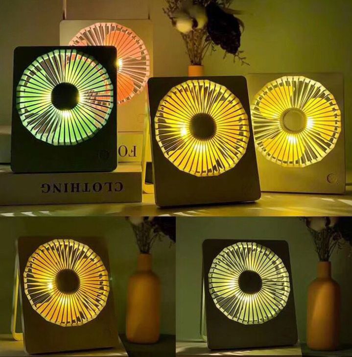 New usb handheld charging fan, children's portable folding mini electric fan, desktop usb fan with light Specification image