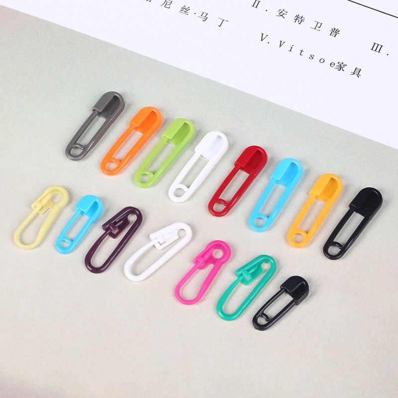Plastic pins, safety pins, clothing and accessories