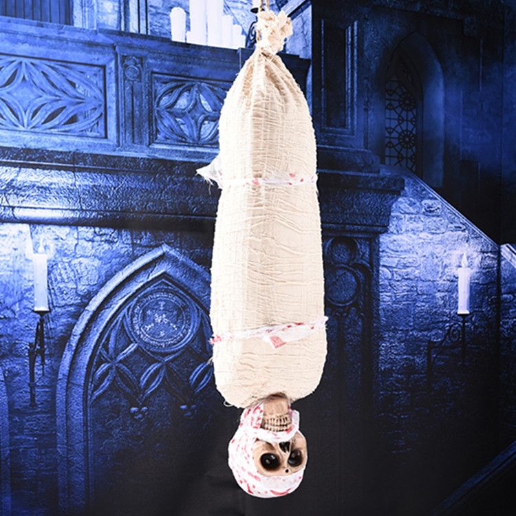 Halloween Hanging Ghost Skeleton Pendant Chamber Escape Haunted House Bar Layout Props Electric Light Funny Toys full figure