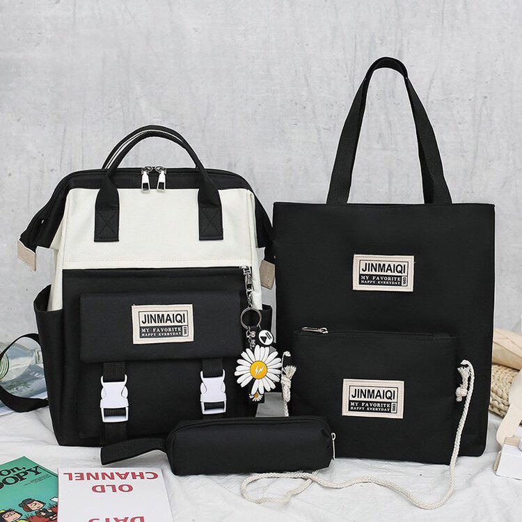 ins Korean version casual student backpack four-piece set