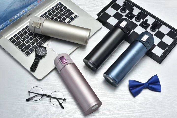 Double vacuum stainless steel vacuum insulation cup business cup bounce cover with latch 500ml customizable LOGO thumbnail