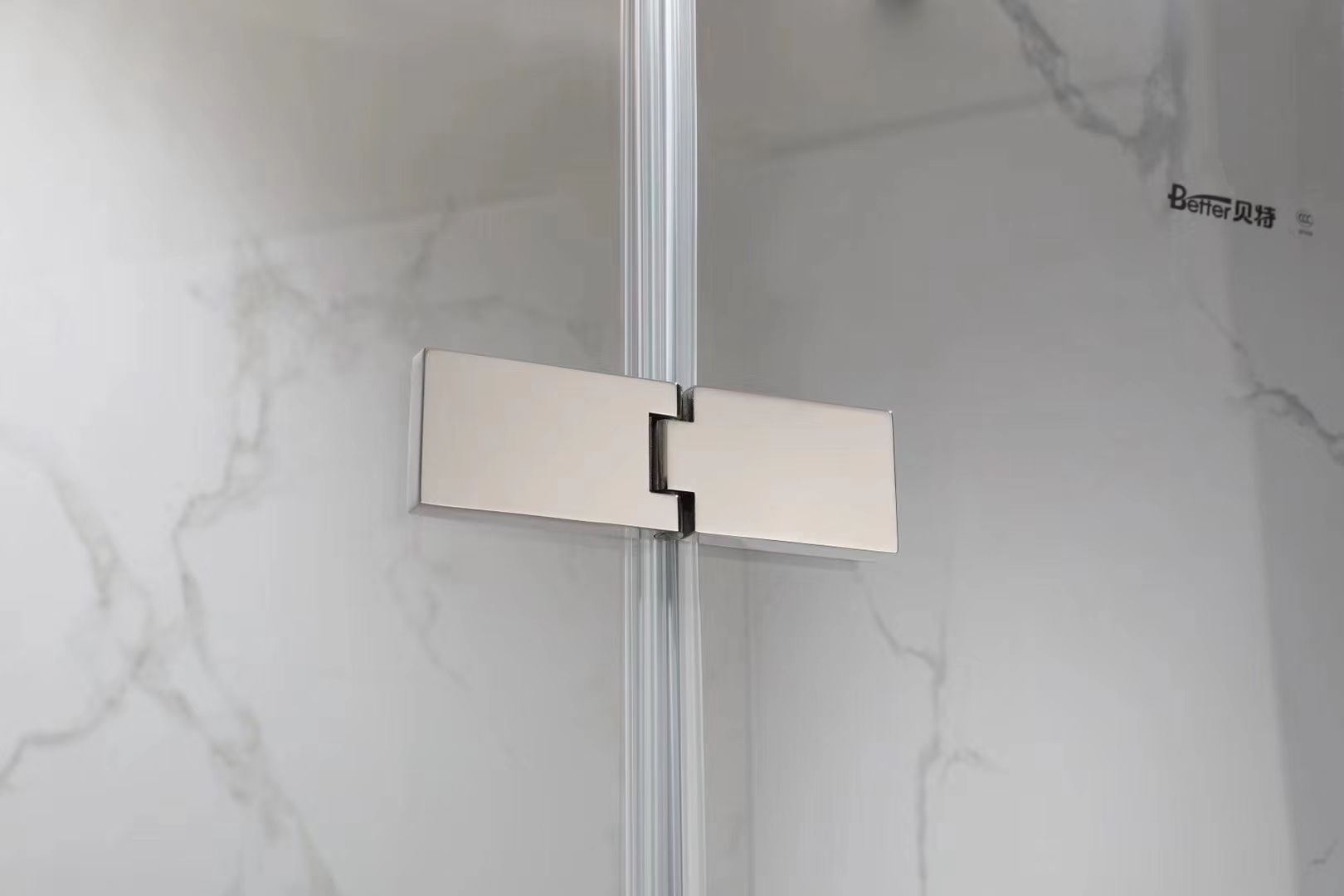 The Bette Super White Crystal Glass shower Enclosure 05 series features a chrome-plated, aesthetically pleasing and integrated design detail image 3