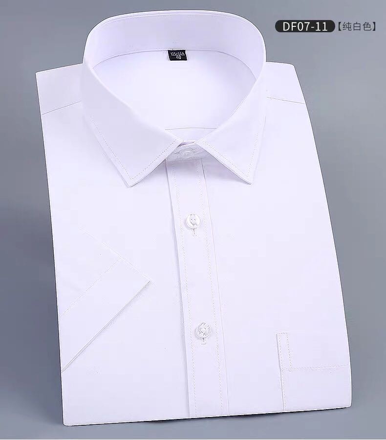 Plain-colored shirts and white business attire
