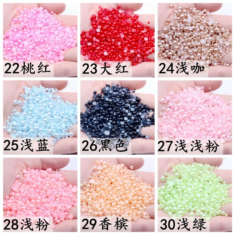6Mm Flat Bottom Semi-Round Pearl Diy Material Imitation Abs Loose Beads Small Bag 300 Mobile Phone Shell Beauty Stickers Diamond Accessories details Picture