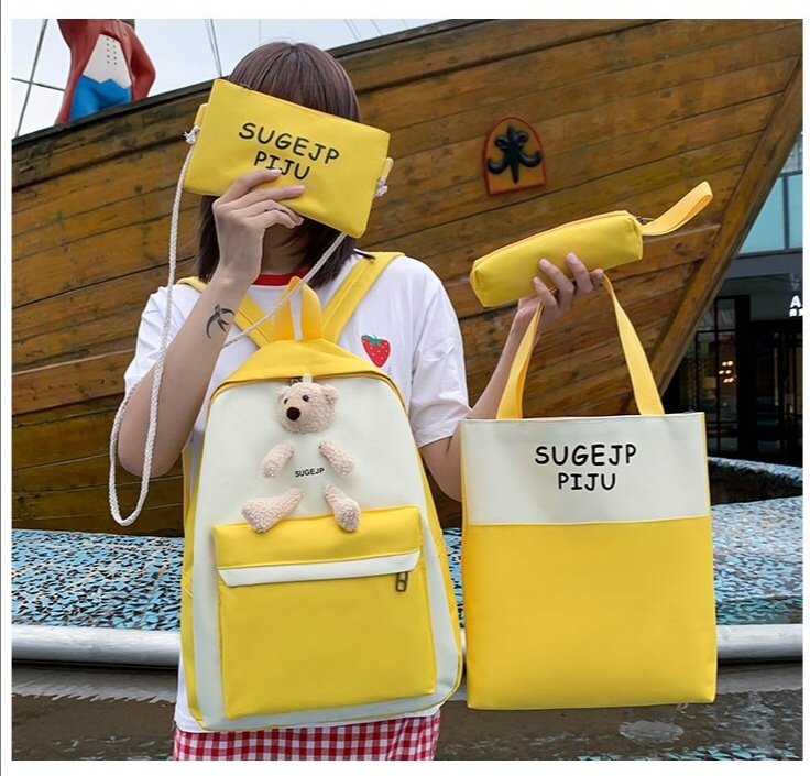 ins Korean version casual student backpack set of four pieces details Picture