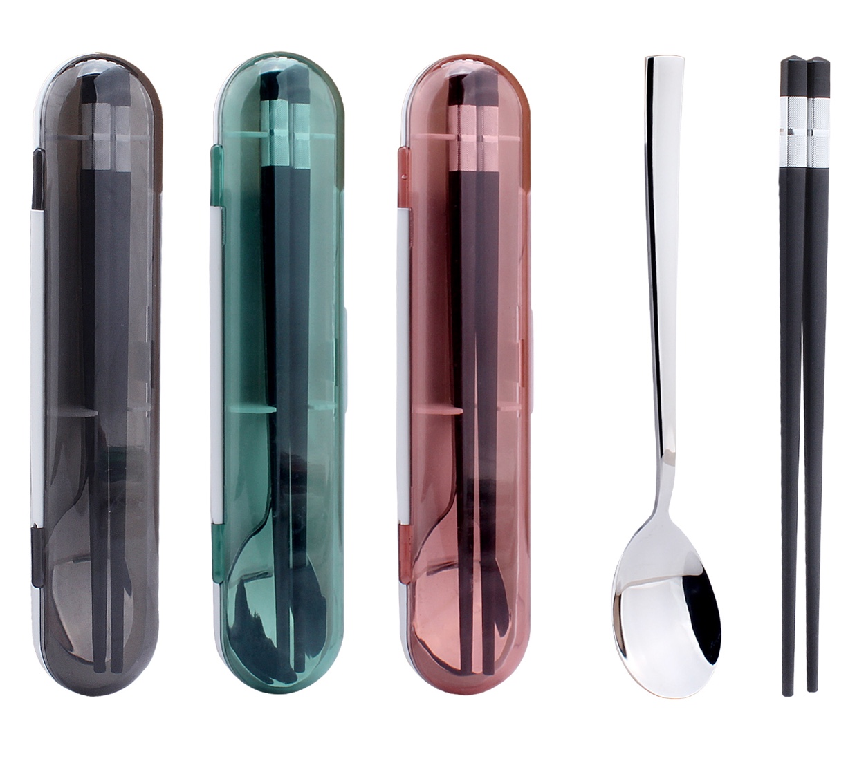 Student cutlery easy to carry stainless steel chopsticks spoon set of two