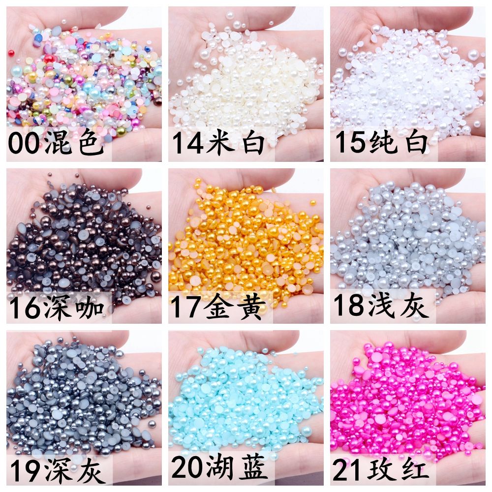 6Mm Flat Bottom Semi-Round Pearl Diy Material Imitation Abs Loose Beads Small Bag 300 Mobile Phone Shell Beauty Stickers Diamond Accessories full figure