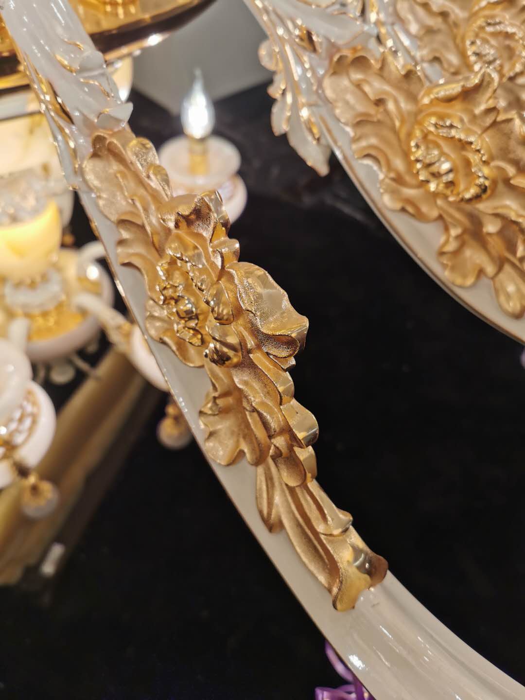 鼎居灯饰旗下欧式富贵花开粉紫玉吊灯现代简约轻奢详情图2