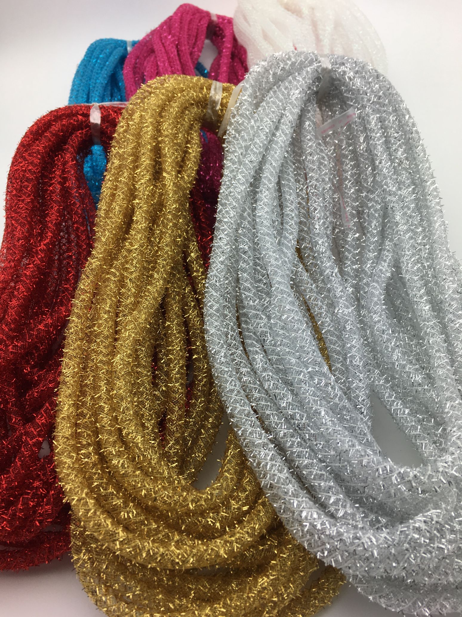 厂家直销彩色弹力弹性网管圣诞节节日婚庆时尚DIY装饰材料0.8cm详情图1