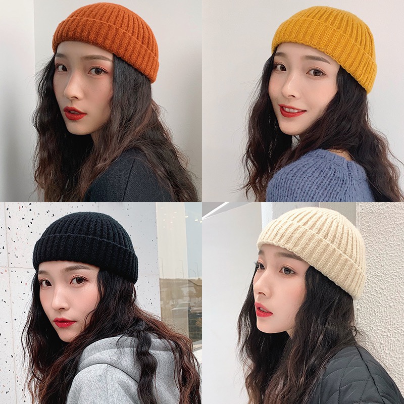毛线帽女秋冬季韩版百搭日系可爱护耳ins复古雅痞流氓地主针织帽