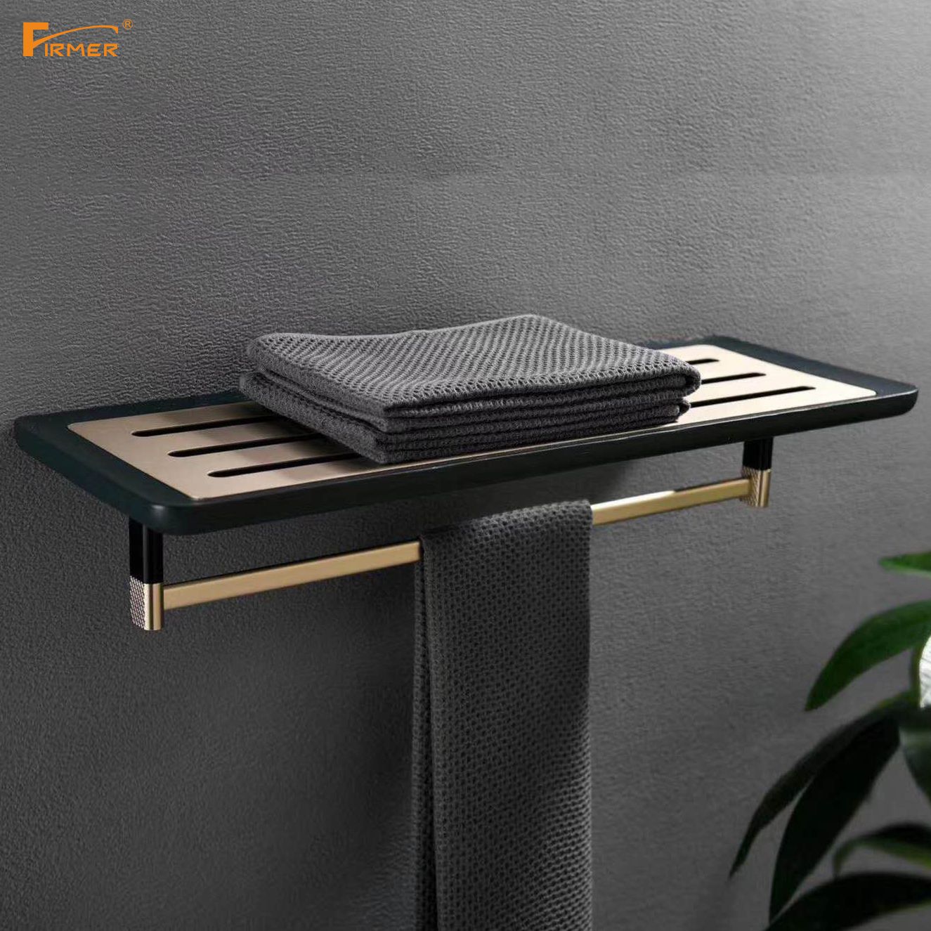 FIRMER Red Acorn wood towel rack bathroom pendant brass Nordic type towel rack full figure