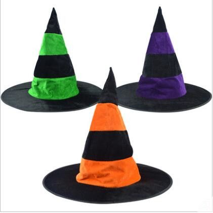 Halloween Flocked Colorful Stripes Harry Potter Hat Witch Wizard Hat full figure