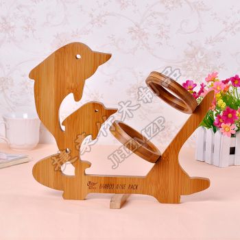Bamboo double dolphin wine rack handmade craft wine rack