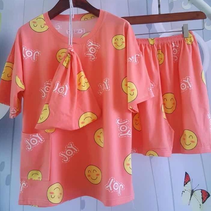 Korean-style cloth bag milk silk short-sleeved shirt and shorts pajamas for women's casual loose, thin, sweet and cute student home wear set Item Picture