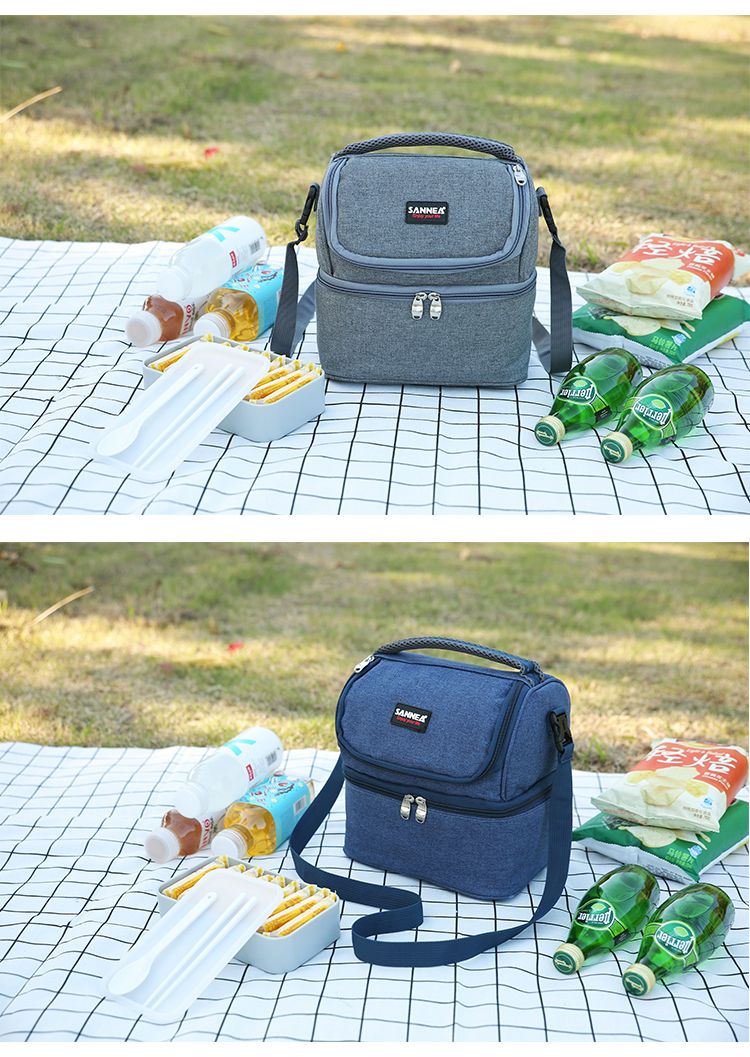 SANNE insulated bag, picnic cold insulation aluminum film insulated bag, hand-held double-layer picnic bag, waterproof folding ice pack detail image 11