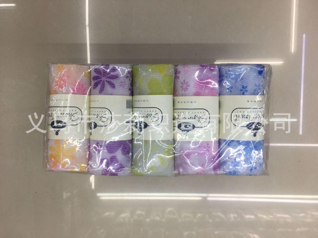 Supply Flower Pattern (5 Color Florets) Antibacterial And Skin Beneficial Bath Sauna Towel With High Friction (Can Be Customized)