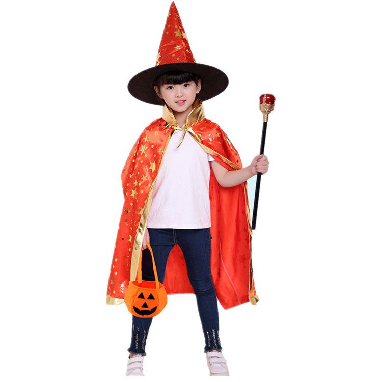 Small Wholesale Manufacturers Direct Sales Of Halloween Products Wholesale Children Bronzed Cloth Cape Hat Set Stage Dress Specification drawing