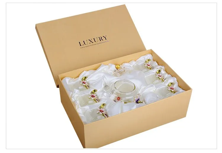 Creative hand-painted enamel kung fu teapot, household simple heat-resistant glass tea set, high-end flower tea kettle wholesale price detail image 8